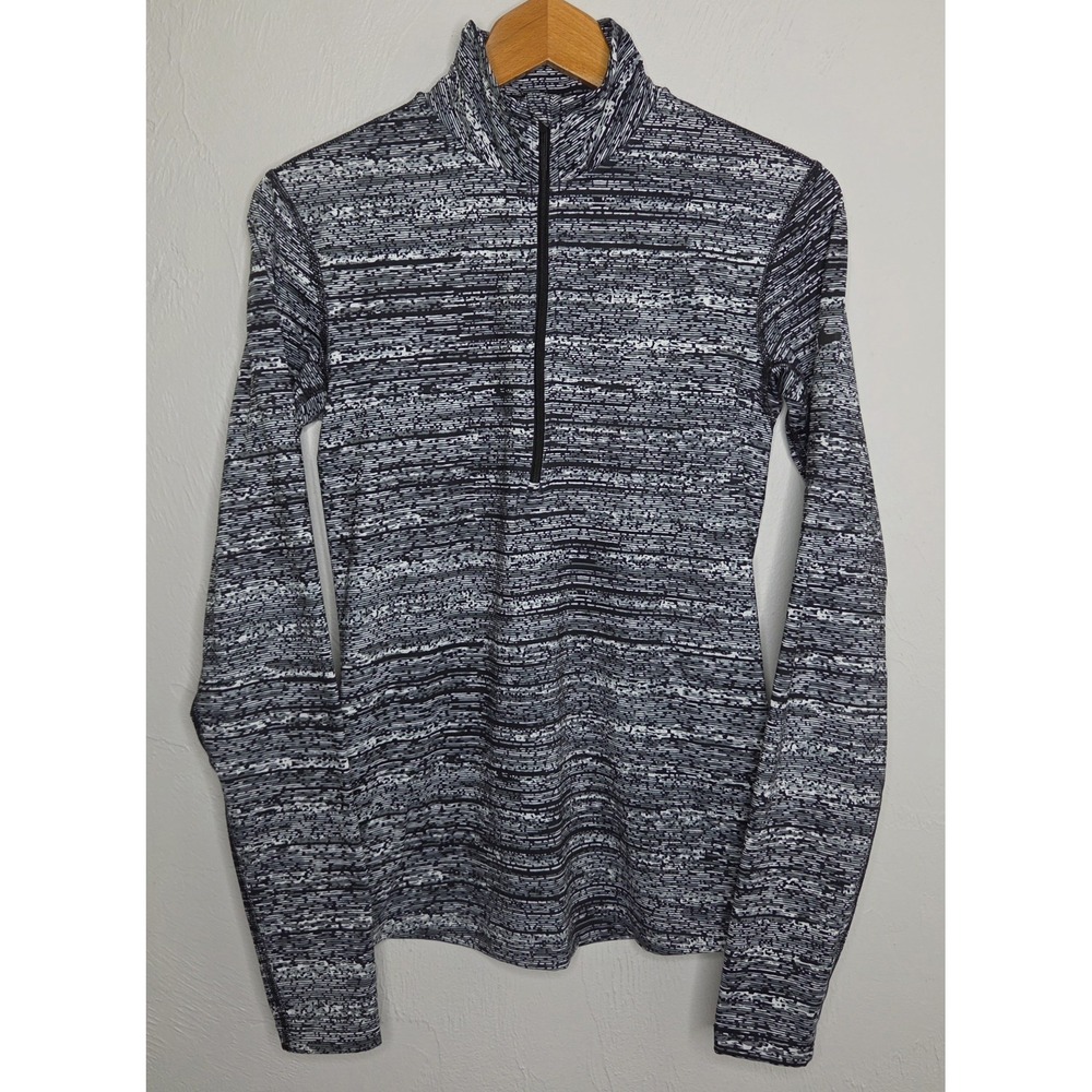 Nike Pro Dri-Fit Half Zip Pullover Athletic Top Size Medium Black Gray White Gym